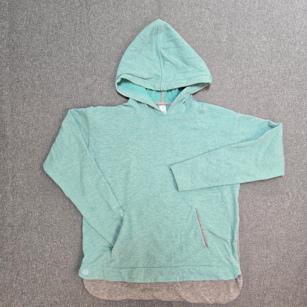 Athleta Girl Hoodie Colorblock Mint Green Gray Size L/12 Gently Worn